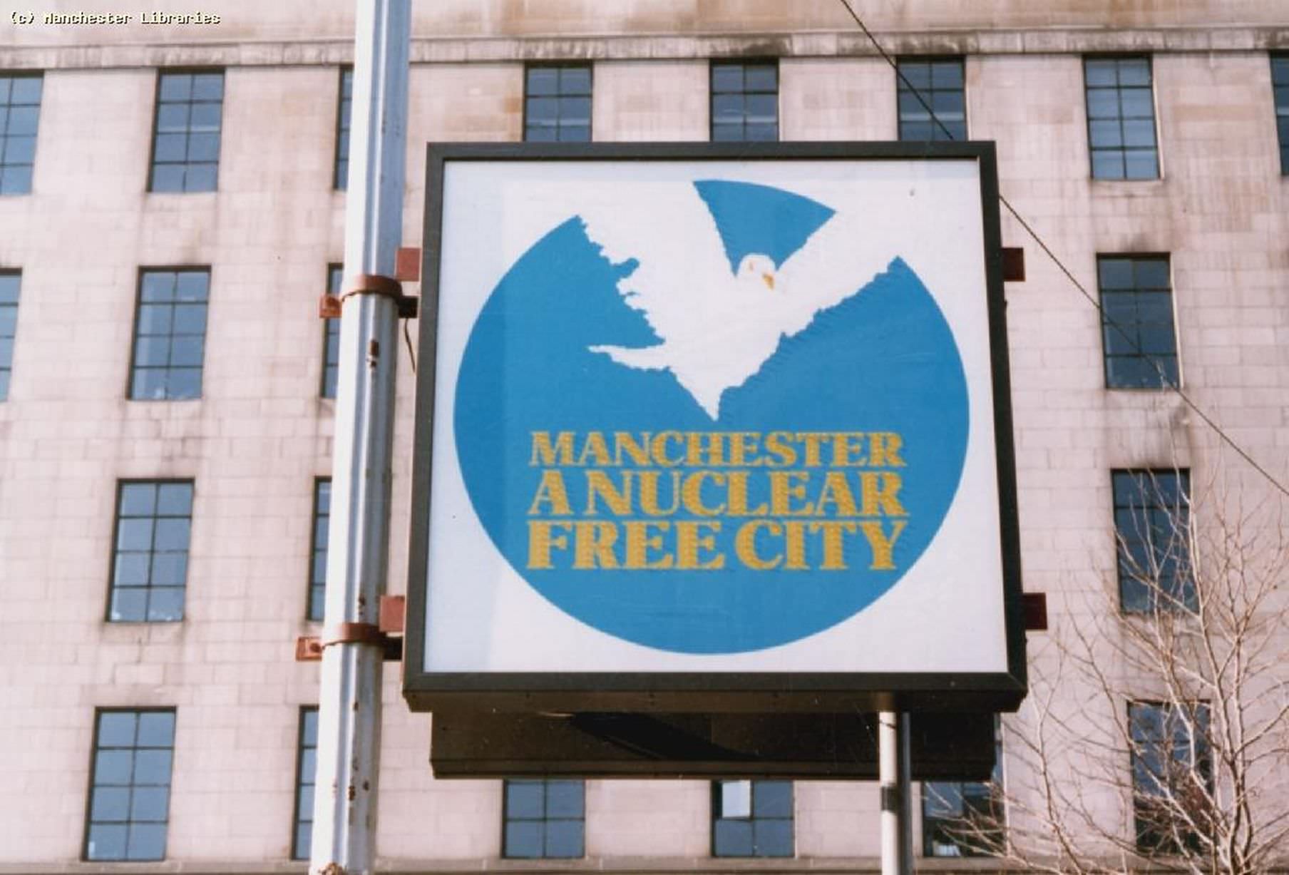 Nuclear Free City' sign in Manchester city centre
