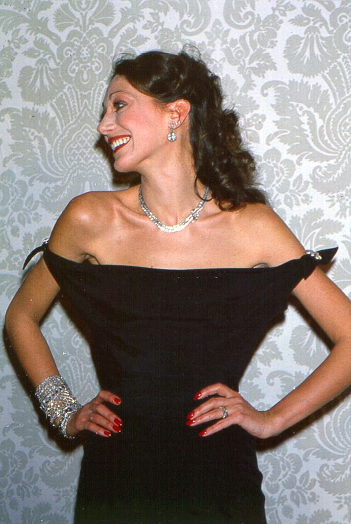 Marisa Berenson in black dress, 1970.