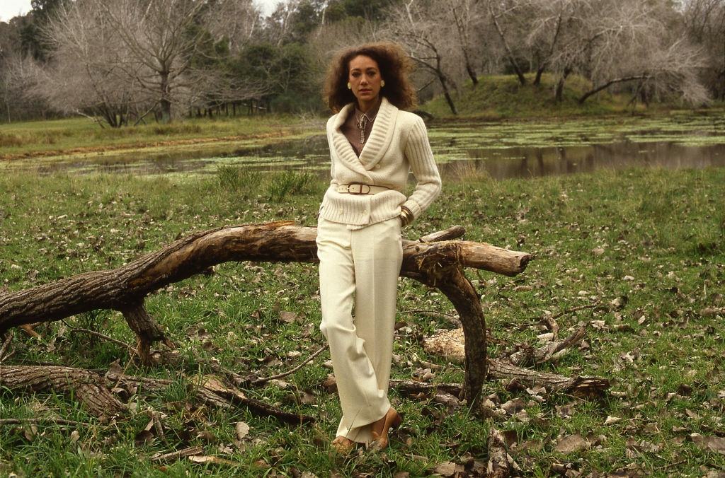 Marisa Berenson in the park, 1960s.