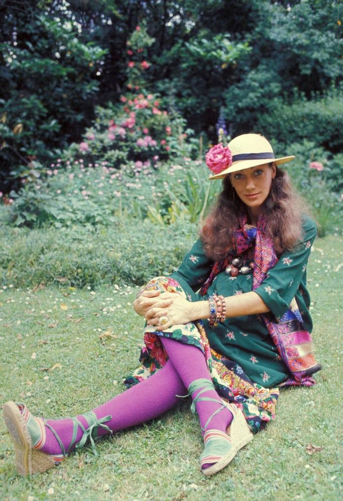 Marisa Berenson in her backyard, 1976.