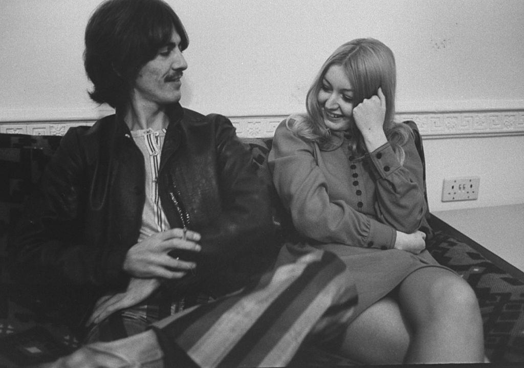Mary Hopkin with George Harrison, 1968.