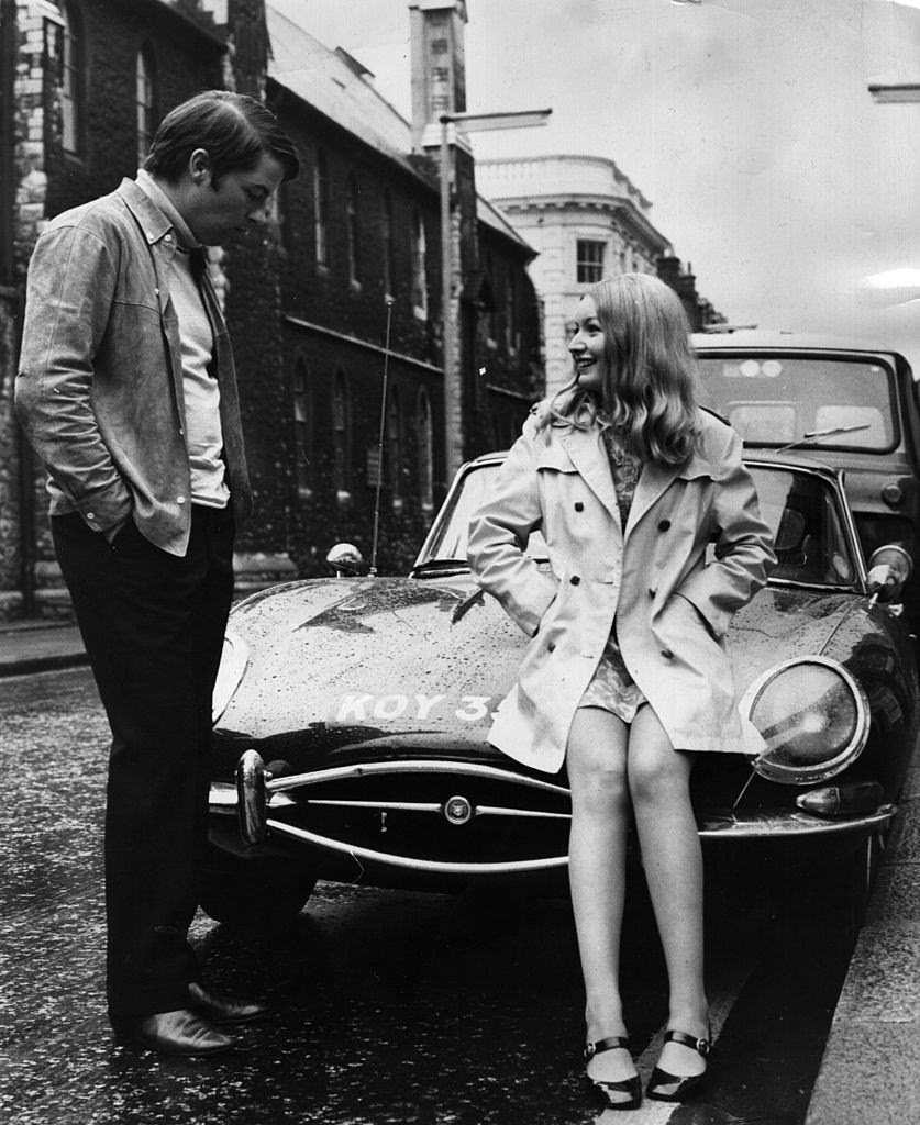 Mary Hopkin with Disc jockey Pete Brady discusses a forthcoming 'Magpie' Thames Television show, 1968.