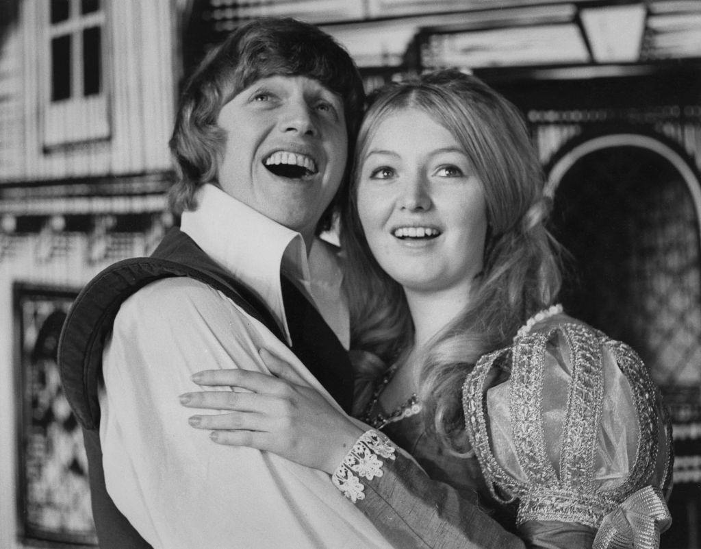 Mary Hopkin with Tommy Steele uring rehearsals for the pantomime 'Dik Whittington' at the London Palladium, 20th December 1969.