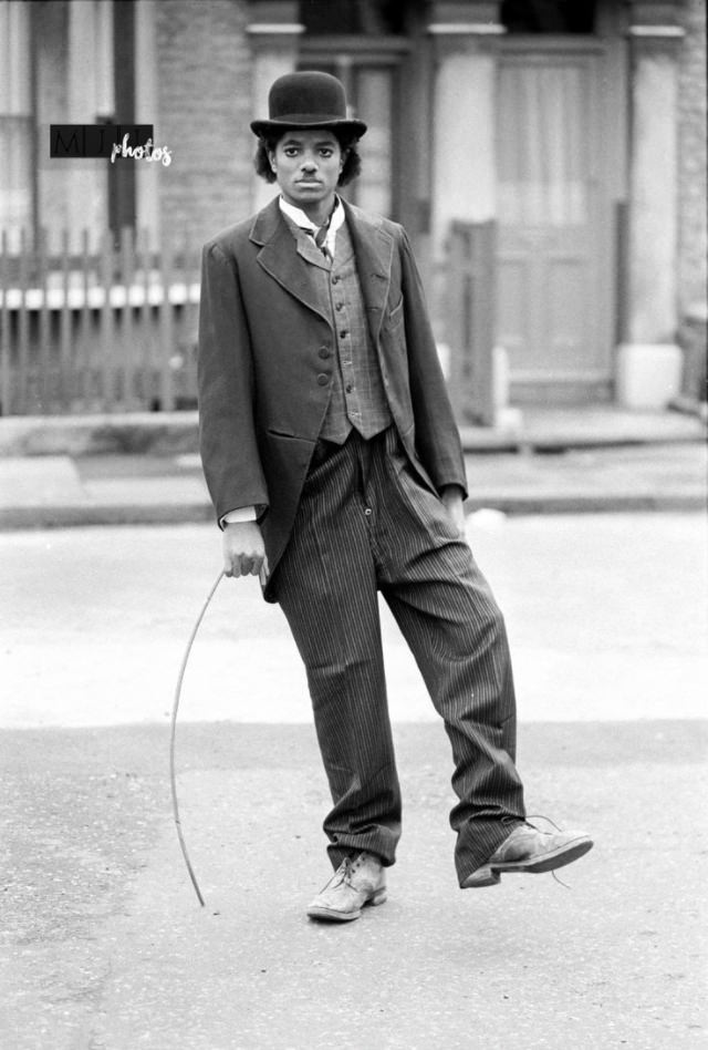 Michael Jackson Dressed as His Idol Charlie Chaplin in 1979