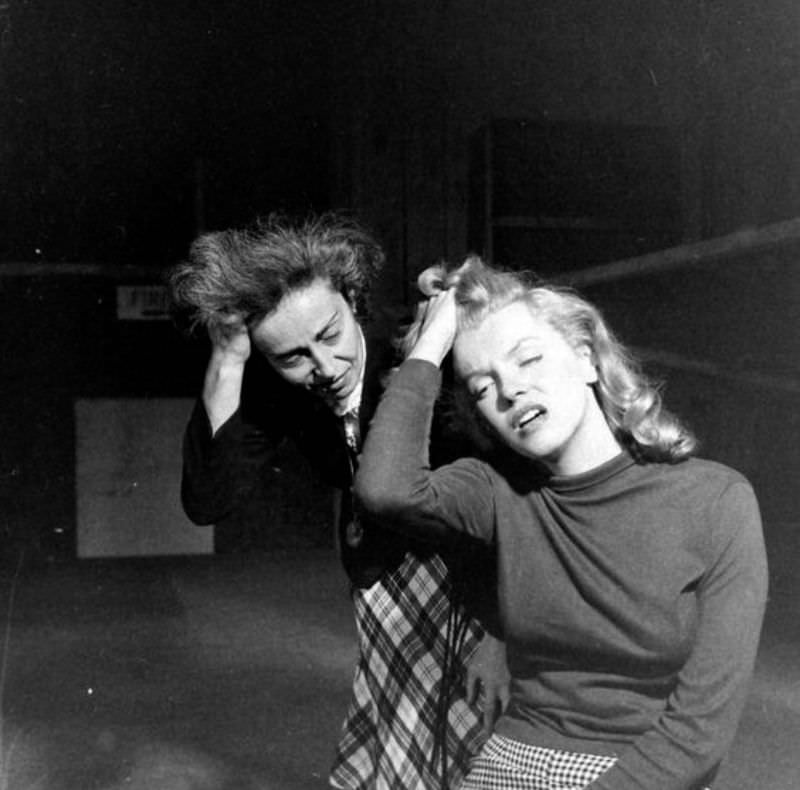 Marilyn Monroe During a Training Session with her Acting Coach in 1948