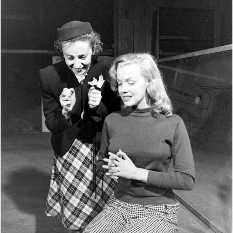 Marilyn Monroe During a Training Session with her Acting Coach in 1948