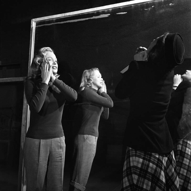 Marilyn Monroe During a Training Session with her Acting Coach in 1948