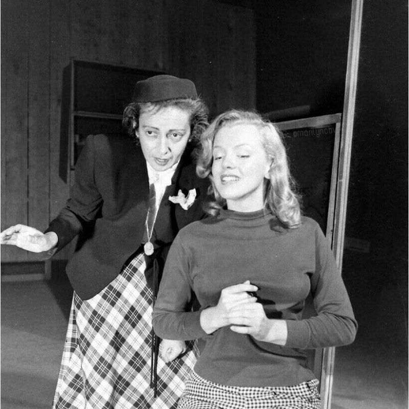 Marilyn Monroe During a Training Session with her Acting Coach in 1948