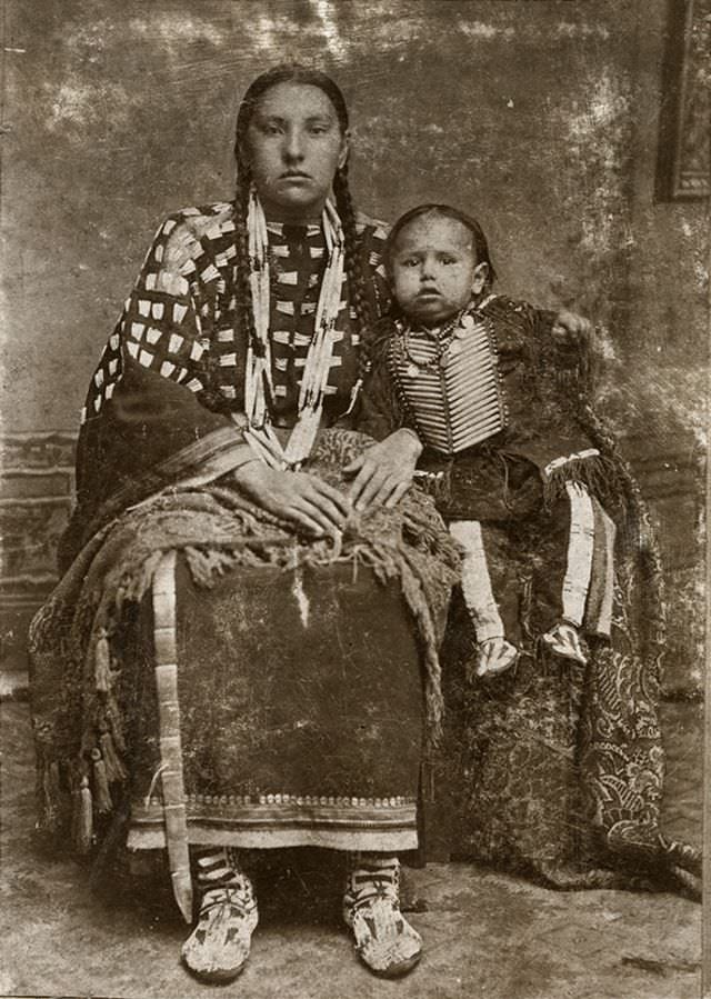 Young American Indian mother and her baby