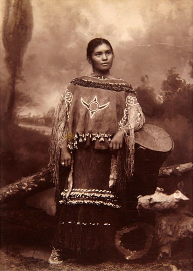 Young Chiricahua Apache woman in native dress