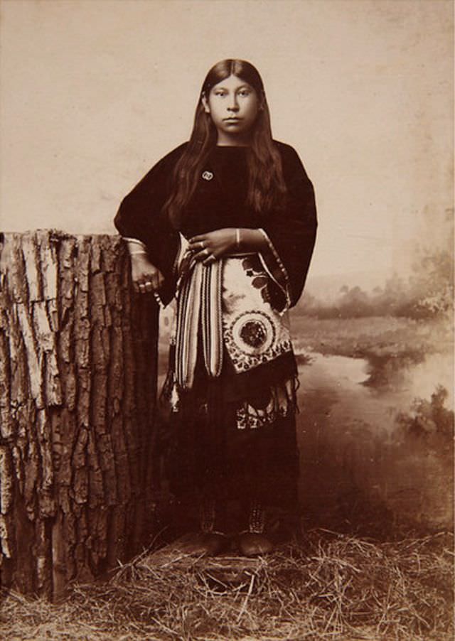 Young Kiowa woman in native dress