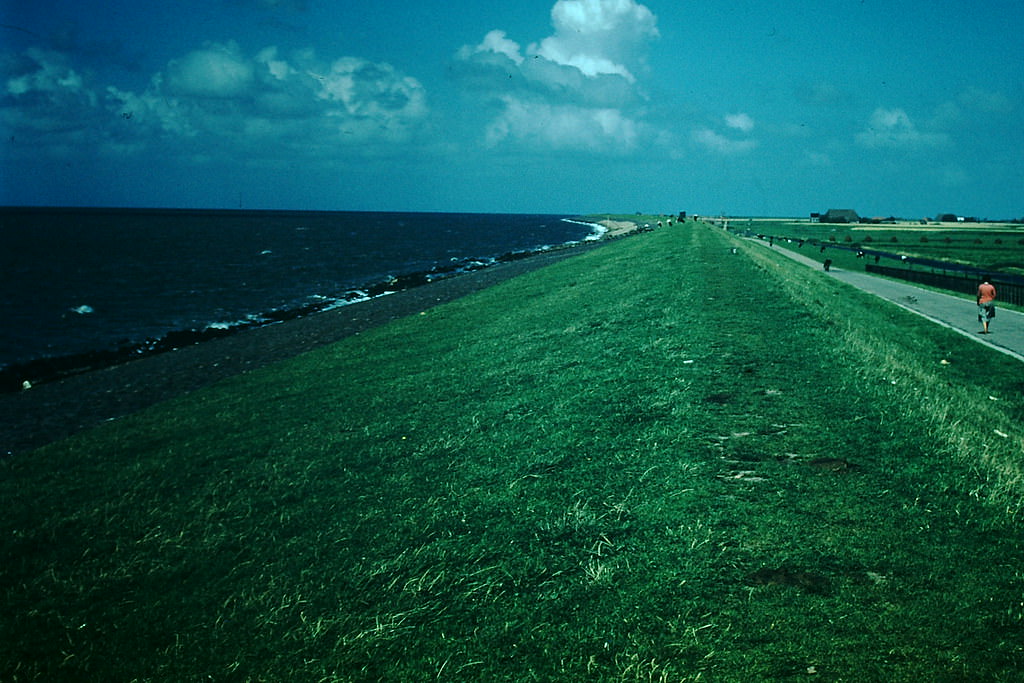 Sea Wall North Sea Looking North from Harlingen, Netherlands