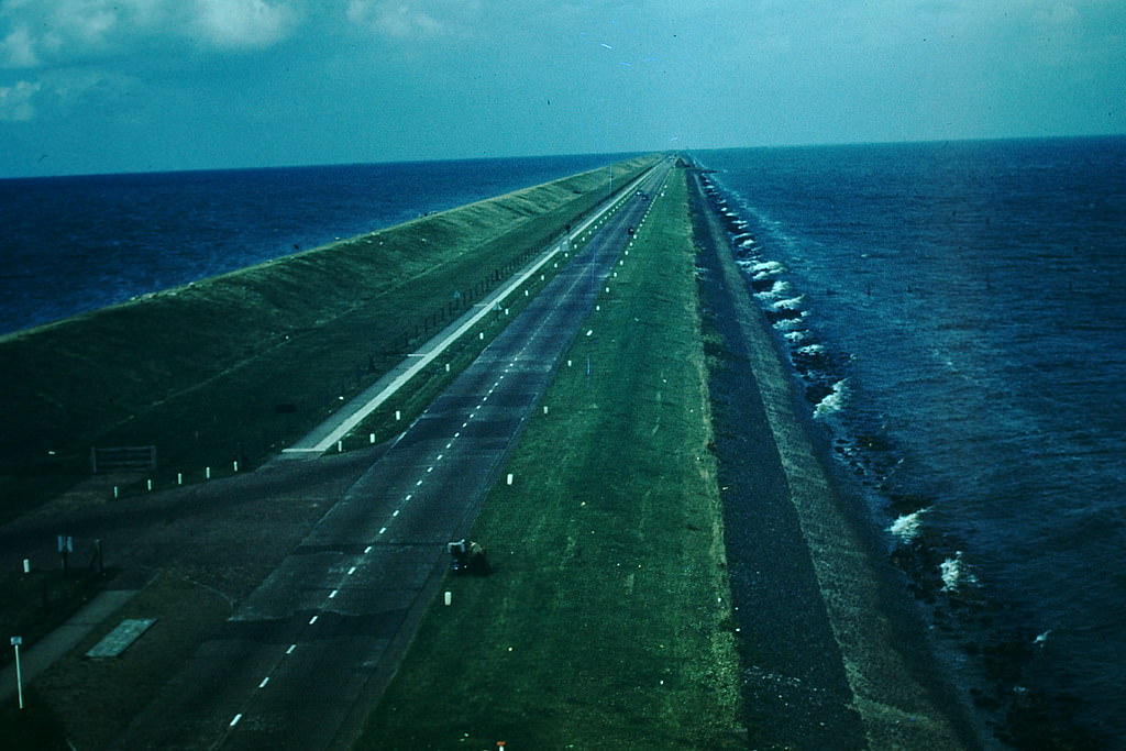 Dyke Across North Sea completed 1930, Netherlands, 1954