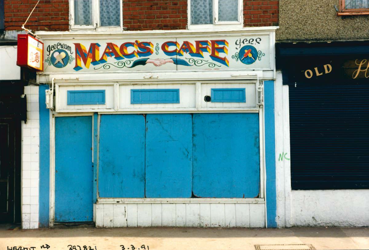 Mac’s Cafe, Hermit Road, West Ham, Newham, 1991