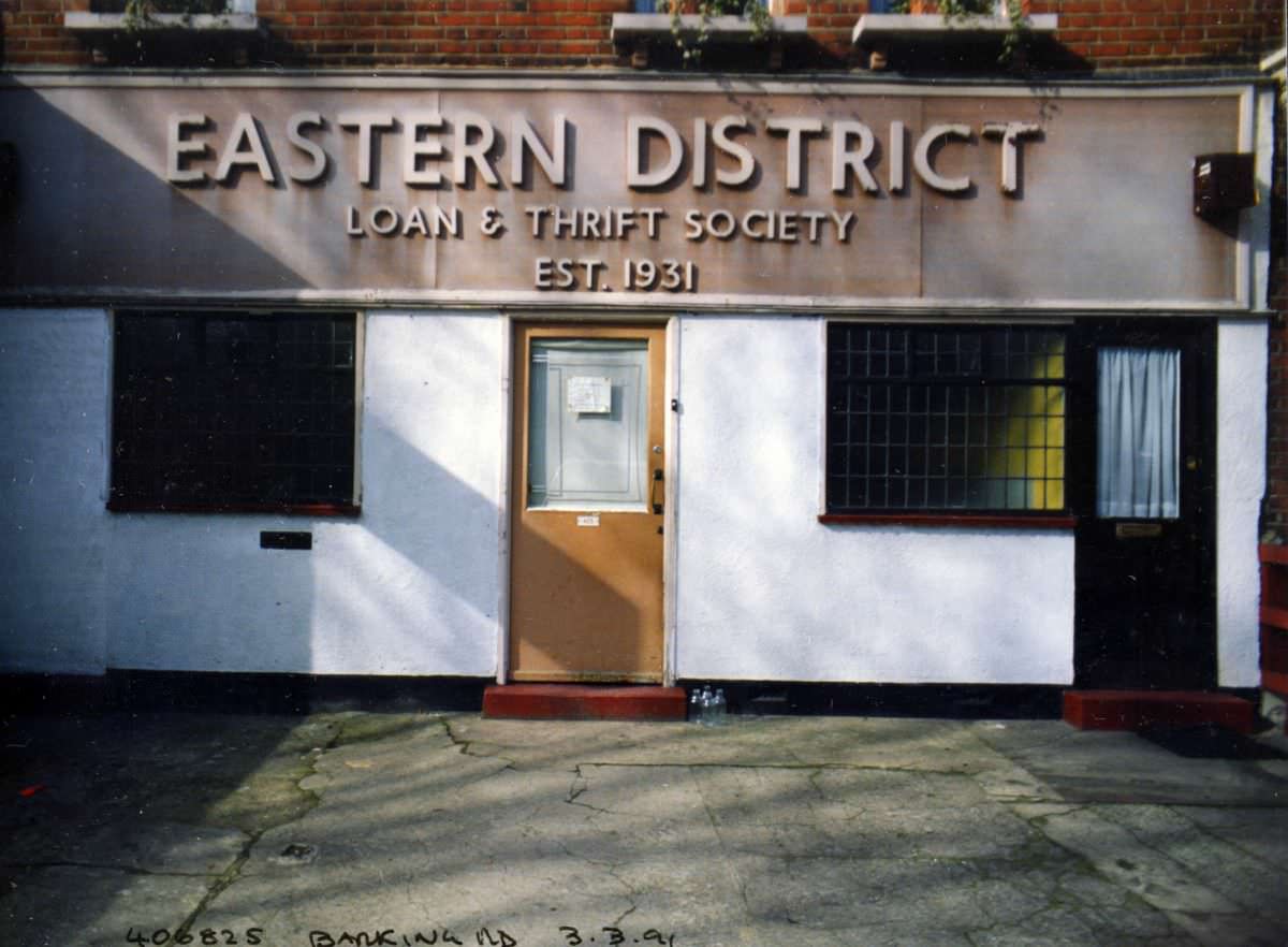 Eastern District, Loan & Thrift Society, Barking Rd, Plaistow, Newham, 1991