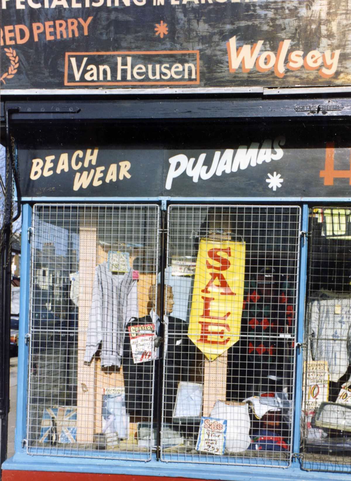 Clothes shop, Barking Road, Plaistow, Newham, 1991