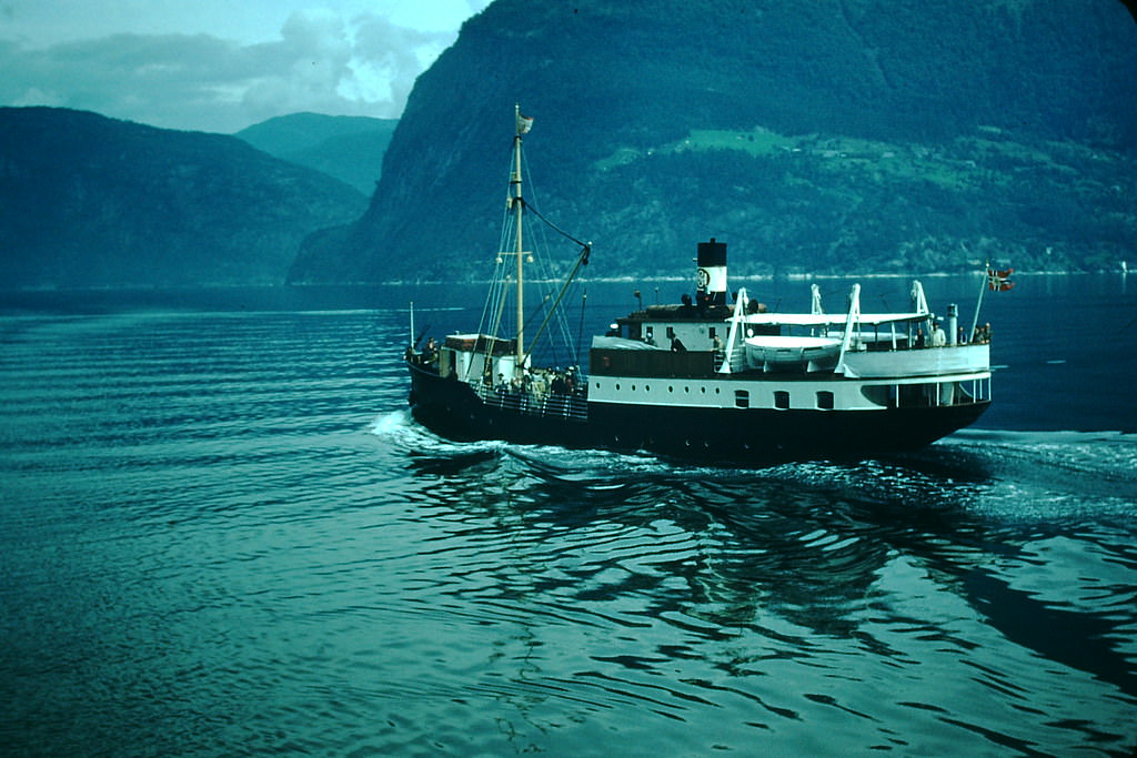 Fjord Steamer Near Utke Hardangerfjord, Norway, 1954