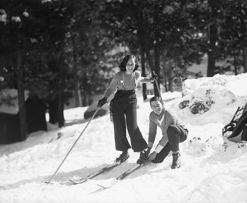 Paulette Goddard getting Ready for Skiing, 1935.