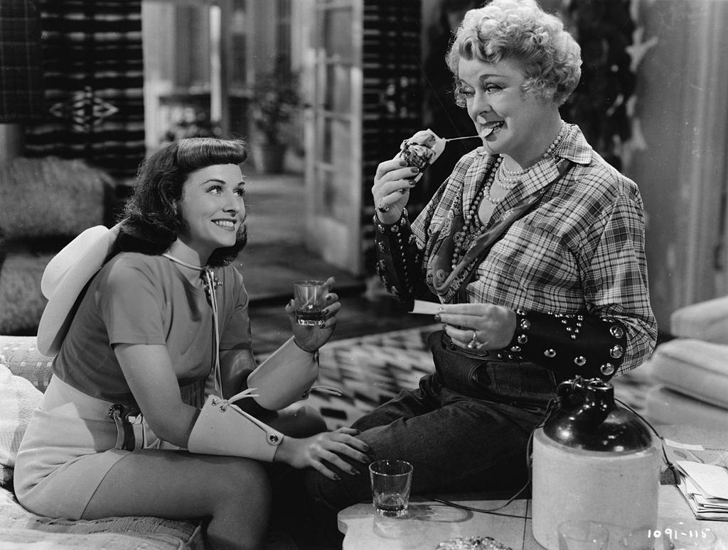 Paulette Goddard with Mary Boland in a scene from 'The Women', 1939.