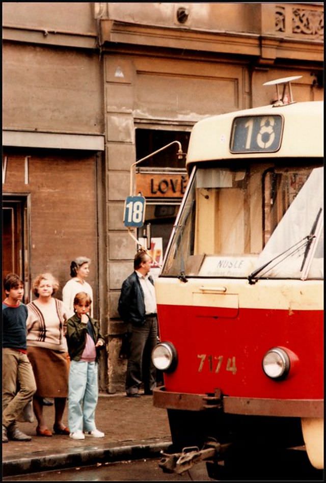 A tram stop in the Nové Město