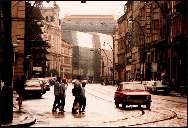 A view up Nároni Trida to the National Theatre and the Nové Scena