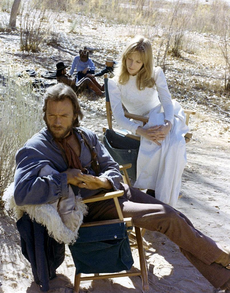 Sondra Locke with actor and director Clint Eastwood on the set of his movie The Outlaw Josey Wales.
