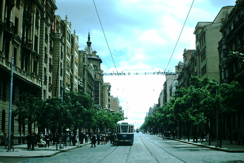 Calle Goya from Calle Gen, Goya. Madrid, Spain, 1954