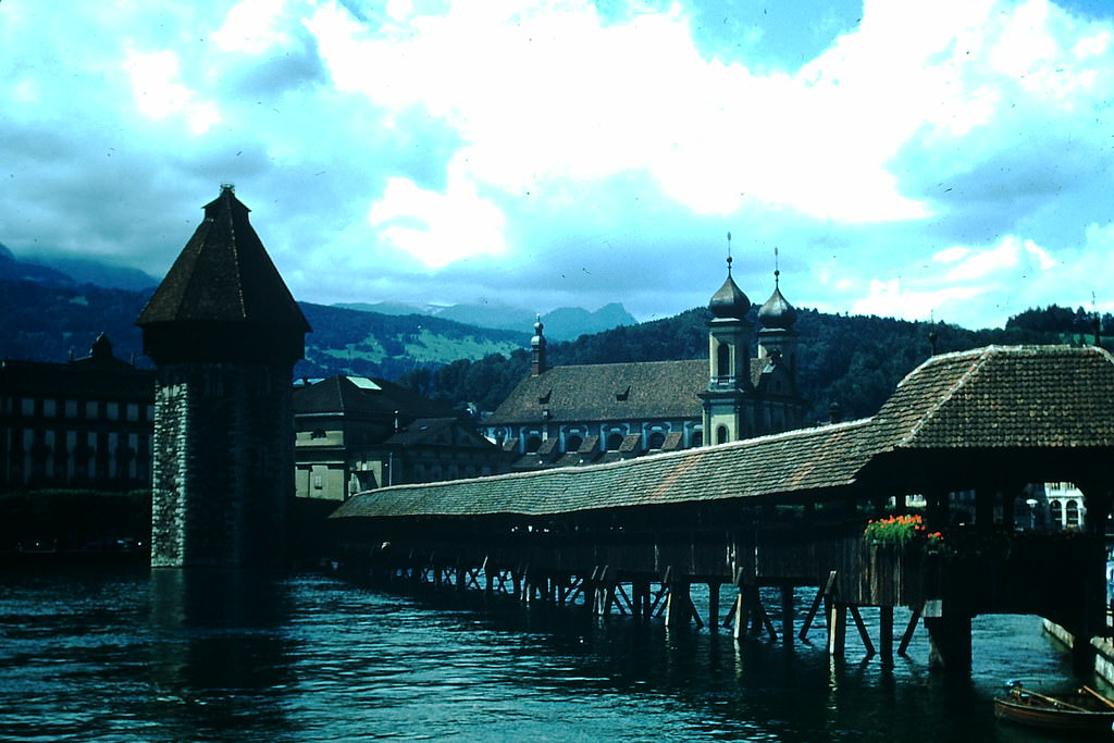 Old Bridge of Lucerne, Switzerland, 1954