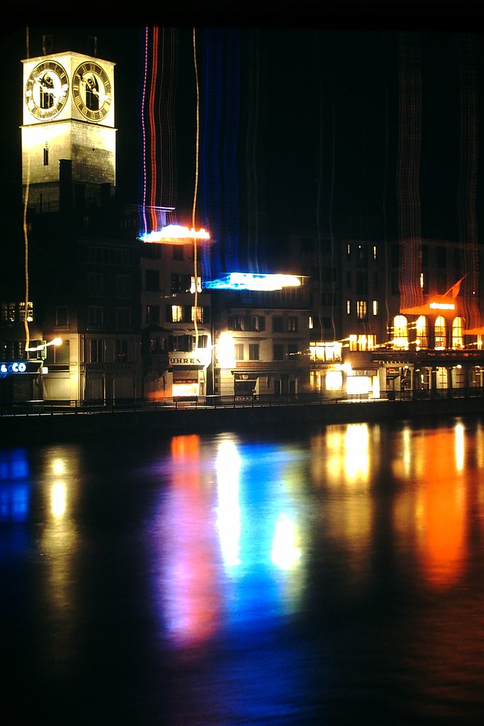 Zurich at Night, Switzerland, 1954