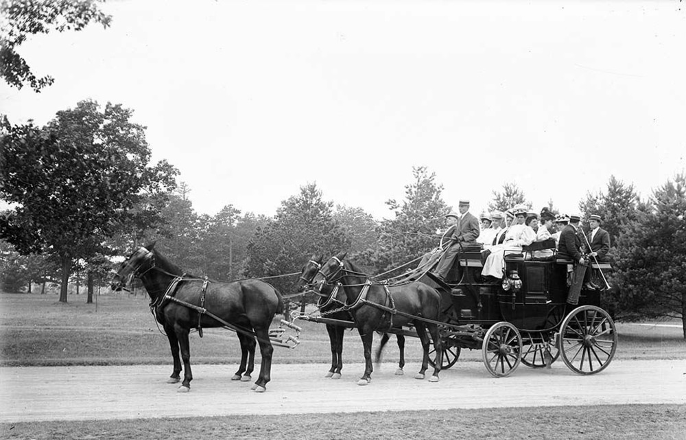 Tally Ho showing visitors around the city, 1905