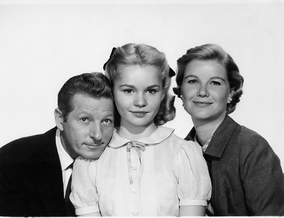 Tuesday Weld with Danny Kaye and Barbara Bel Geddes publicity portrait for the film 'The Five Pennies', 1959.