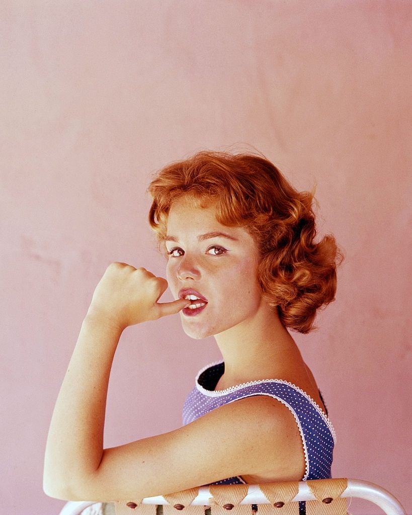 Tuesday Weld biting her thumb, circa 1960.