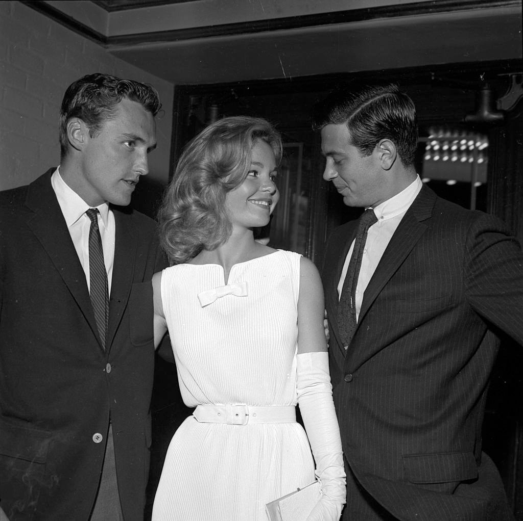 Tuesday Weld with Dennis Hopper and his friend, 1958.