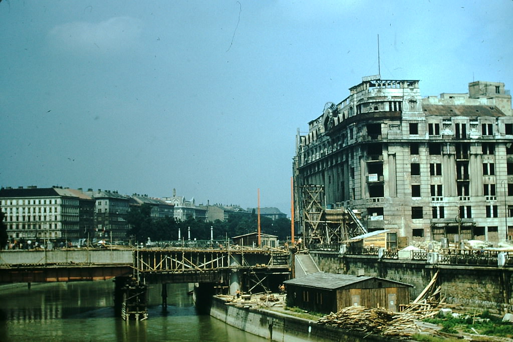 Bomb Damage along Donau Canal, Vienna, 1953