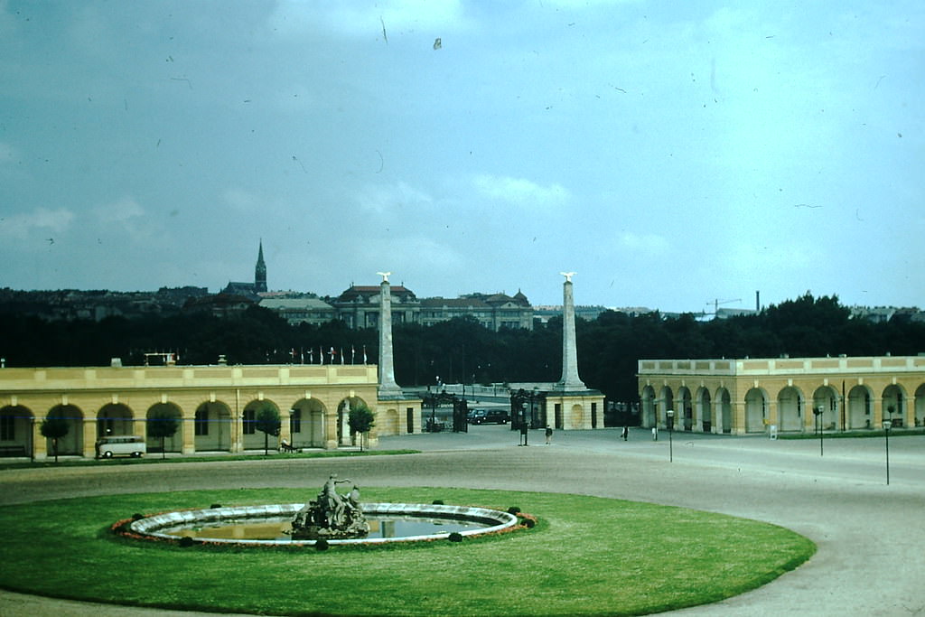 Fountain and Entrance to Schoenbrunn Palace, Vienna, 1953