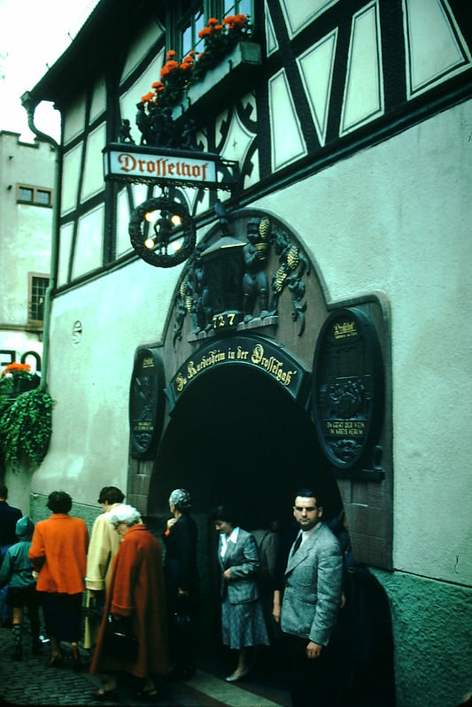 Drosselgasse in Rudesheim- Wine Festival- Germany, 1954