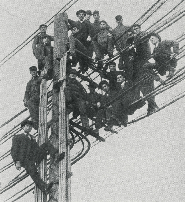 Stunning Photos of Linemen Working on Wooden Utility Poles from the Early 1900s