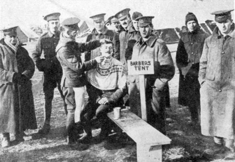 Historical Photos show Soldiers getting Haircuts during World War I