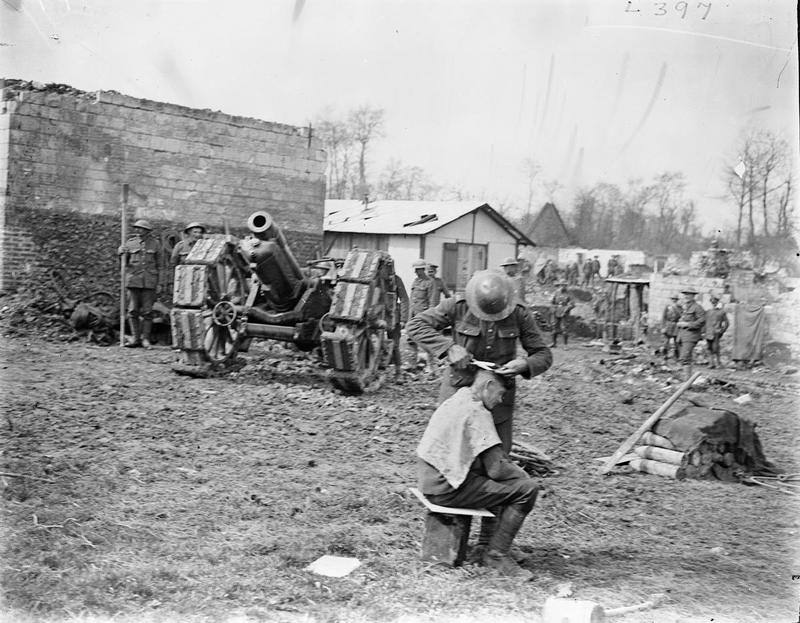 Historical Photos show Soldiers getting Haircuts during World War I