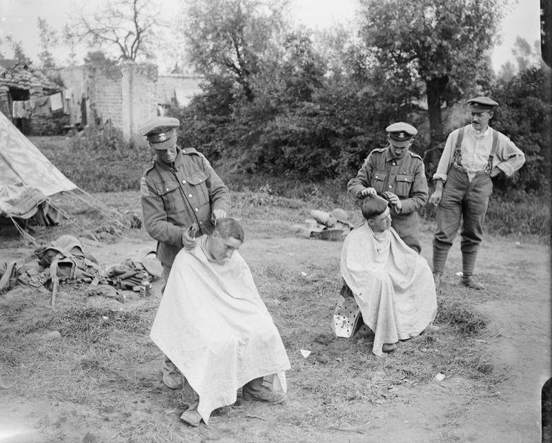 Historical Photos show Soldiers getting Haircuts during World War I