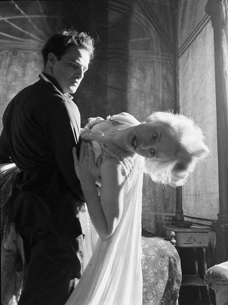 Marlon Brando with Jessica Tandy in a scene from the stage production of Tennessee Williams' 'A Streetcar Named Desire,', 1951
