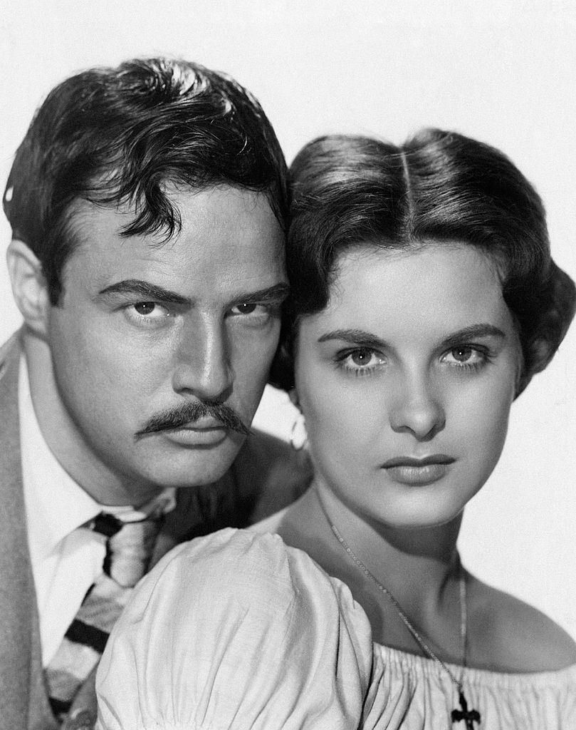 Marlon Brando and with actress Jean Peters acting in the film Viva Zapata! 1952