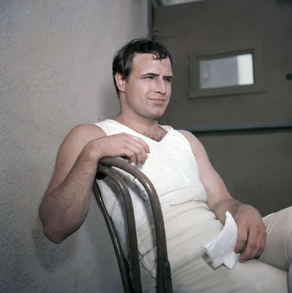 Marlon Brando on the set of Desiree, 1960s.