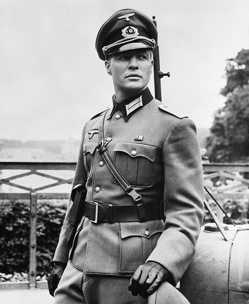 Marlon Brando looks true to life in his role of blonde German officer in the movie 'The young Lions', 1957