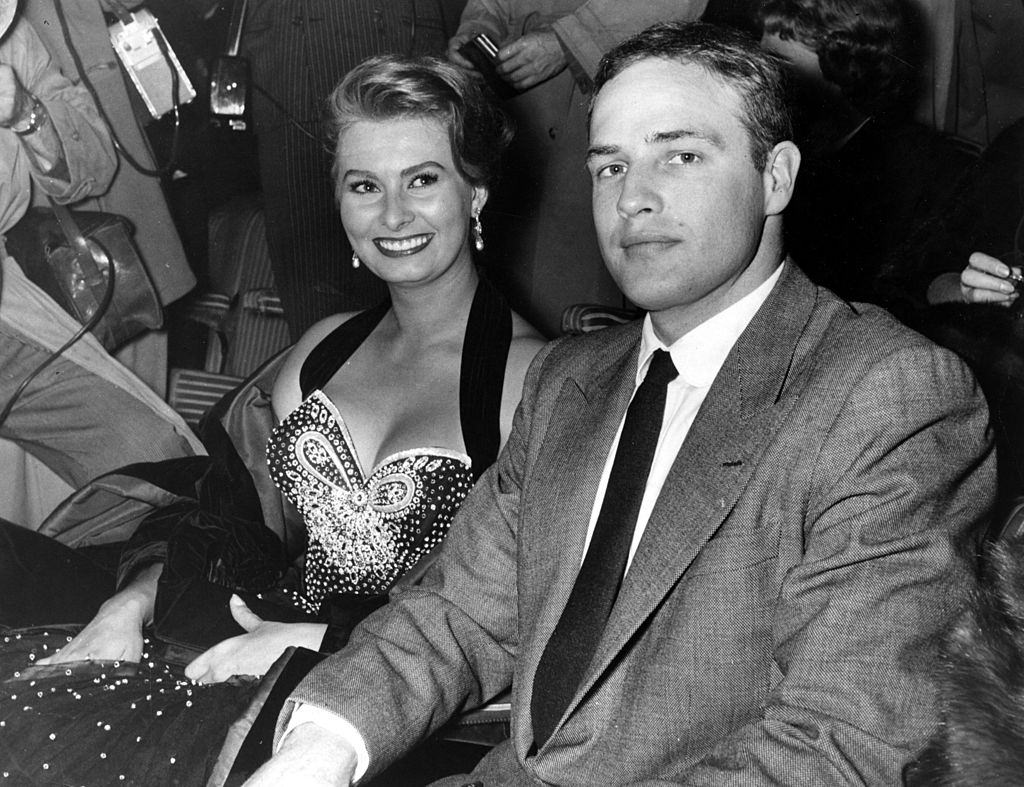 Marlon Brando with Sophia Loren, 1954.