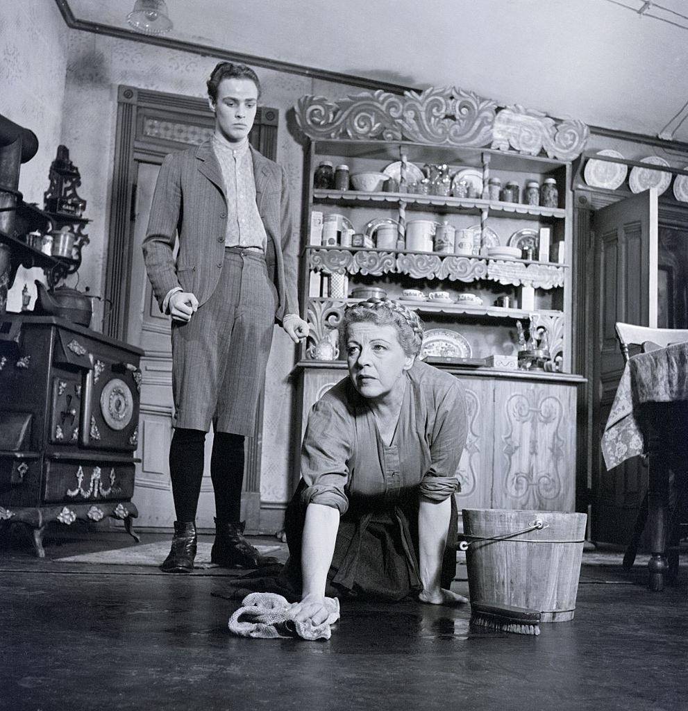 A young Marlon Brando performs on Broadway in 'I Remember Mama', 1944.