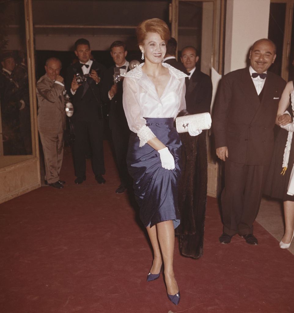 Angie Dickinson attends the 1961 Cannes Film Festival at Cannes in France in May 1961.