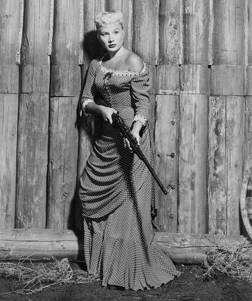 Barbara Payton as Cathy Eversham in the western 'Only the Valiant', 1951.