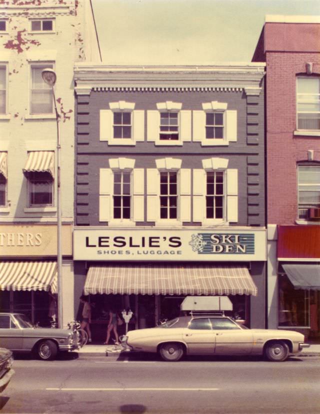 Leslie's shoes and luggage store and Leslie's Ski Den (on the second floor) at 255 Front Street, Belleville.