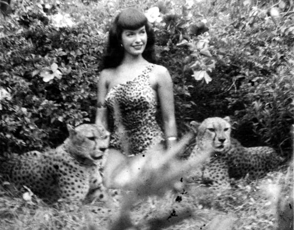 Stunning Pinup Photos of Bettie Page with the Cheetahs in 1954